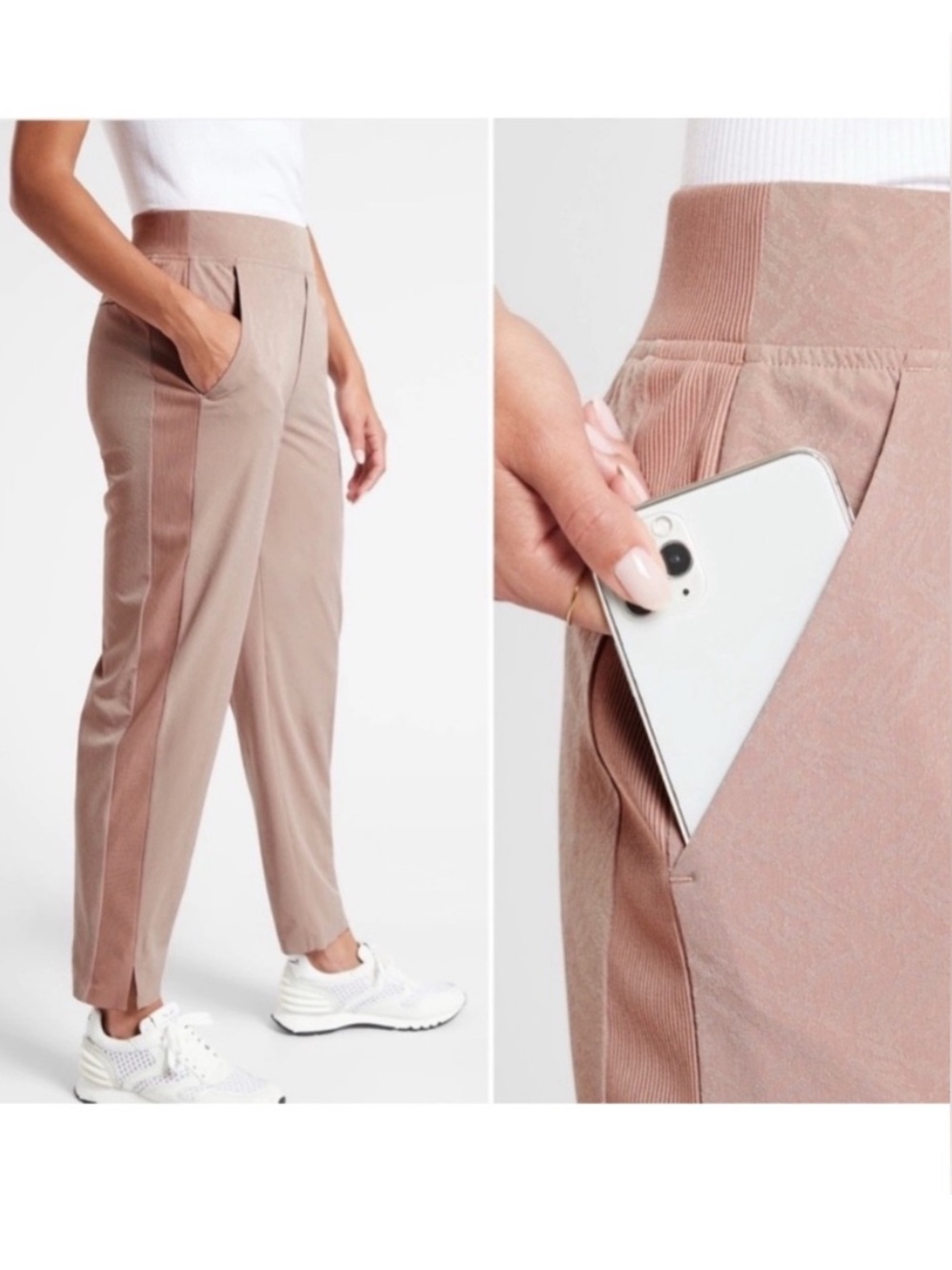 Athleta Brooklyn Ankle Pant Texture Mocha Blush